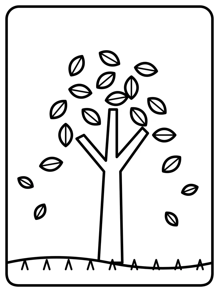 Autumn tree coloring page