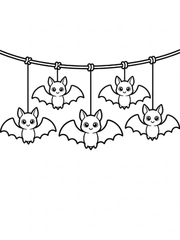 Bat garland coloring page