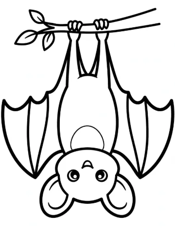 Bat hanging upside down coloring page