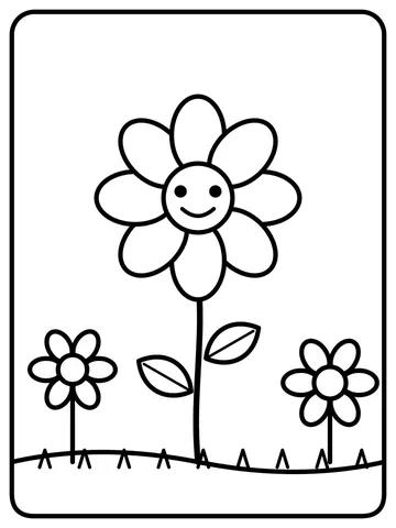 Smiling flower coloring page