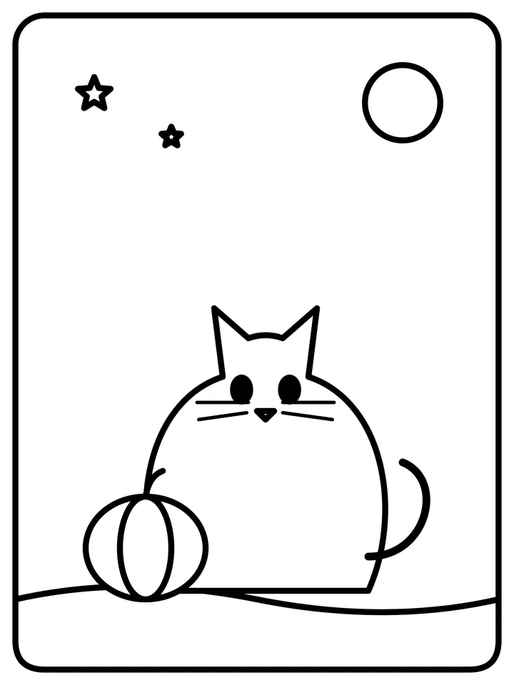 Black cat and pumpkin coloring page