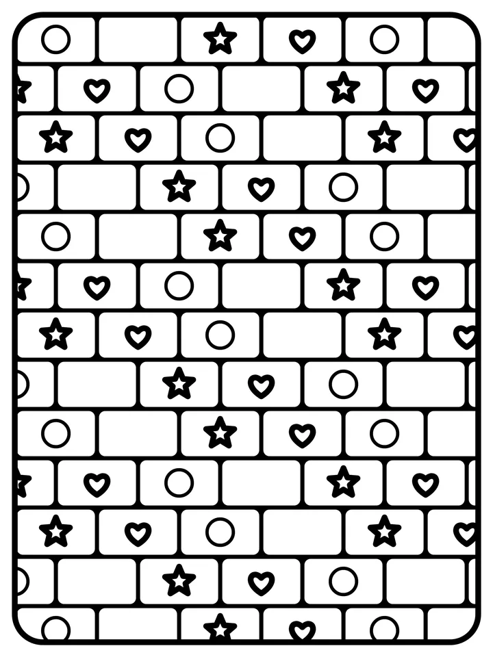 Brick pattern with shapes coloring page