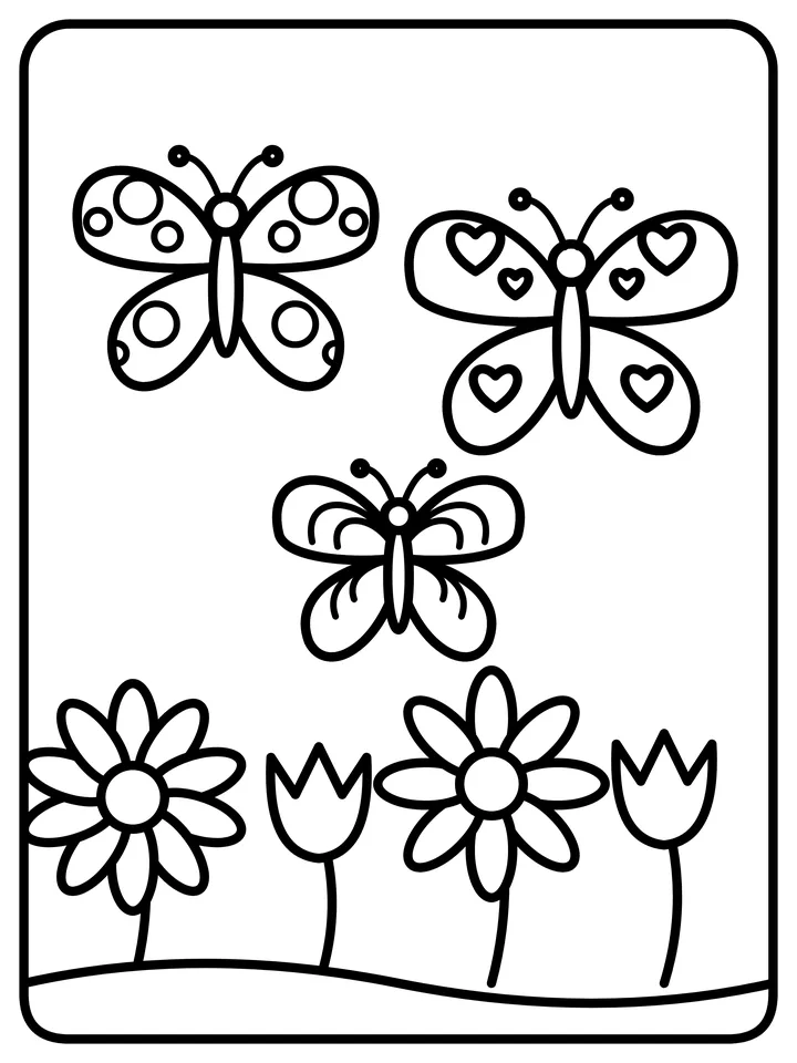 Butterfly garden coloring page
