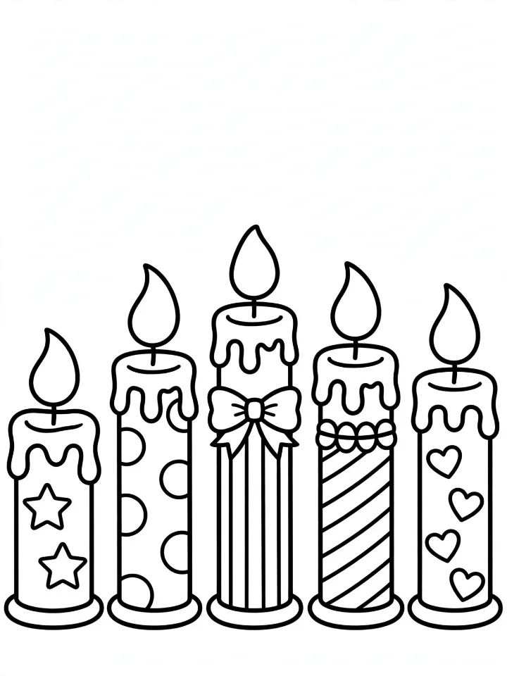 Candle row coloring page