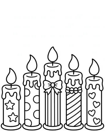 Candle row coloring page
