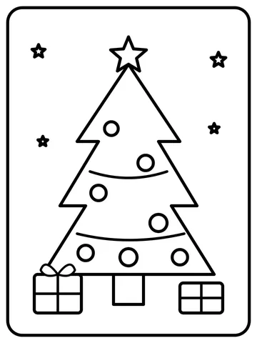 Decorated Christmas tree coloring page