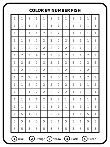 Color by number fish coloring page