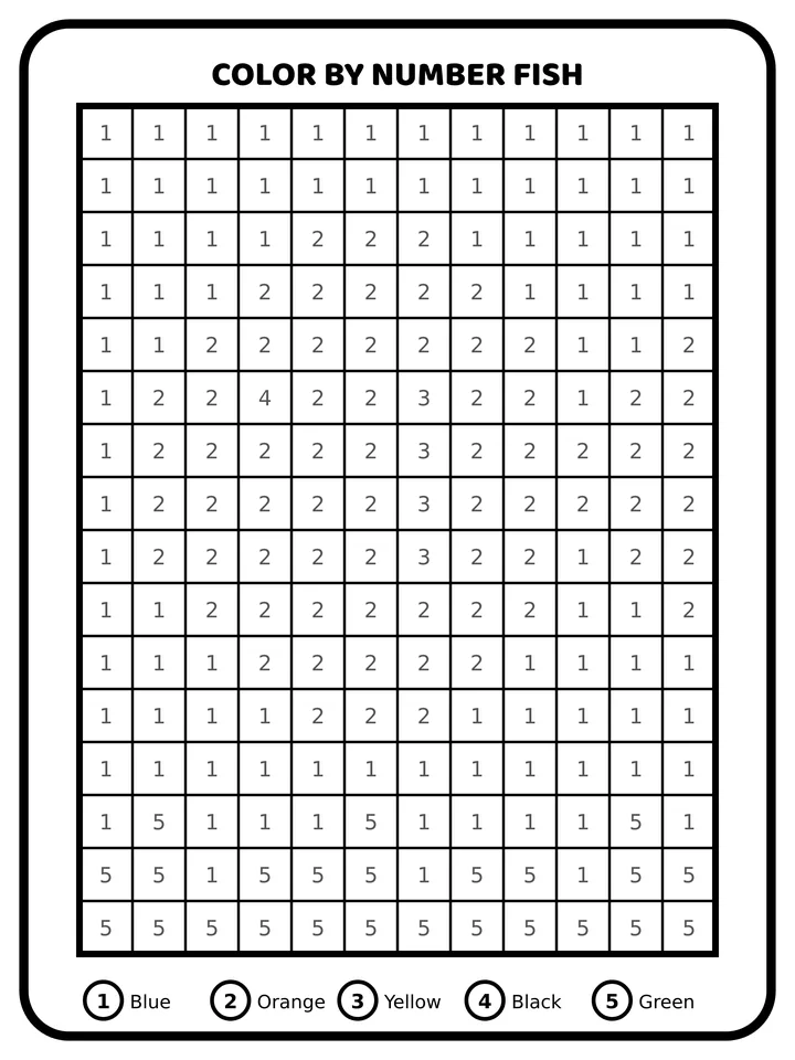 Color by number fish coloring page