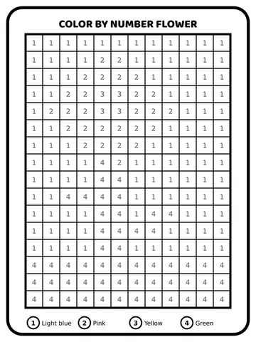 Color by number flower coloring page