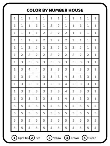 Color by number house coloring page