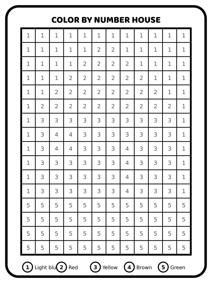 Color by number house coloring page