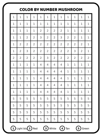 Color by number mushroom coloring page