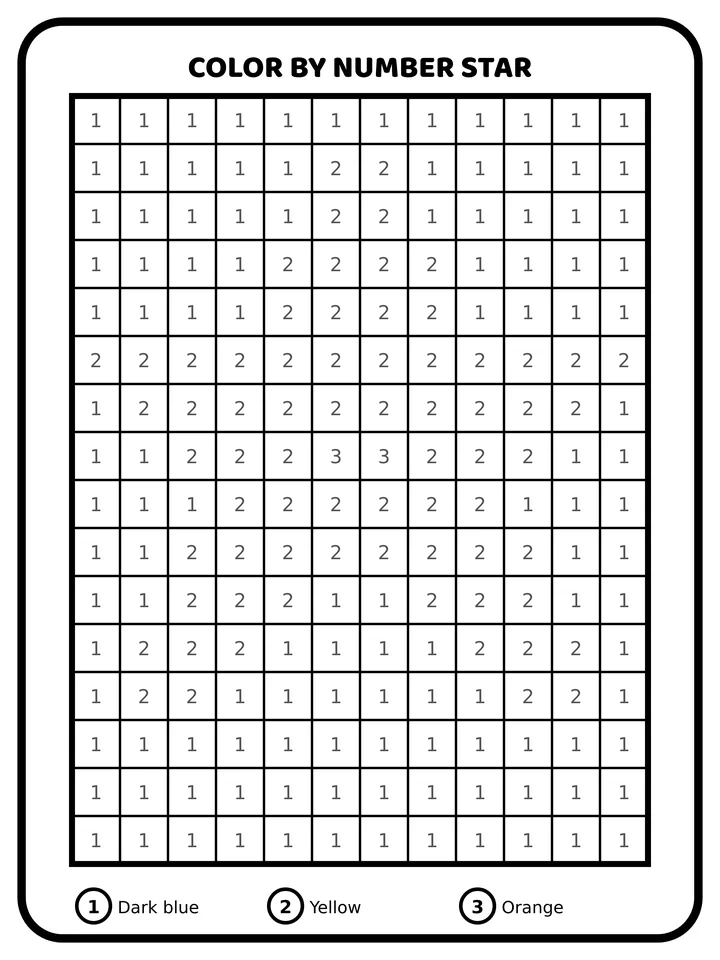 Color by number star coloring page