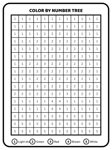Color by number tree coloring page
