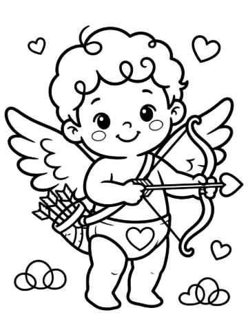 Cute cupid coloring page