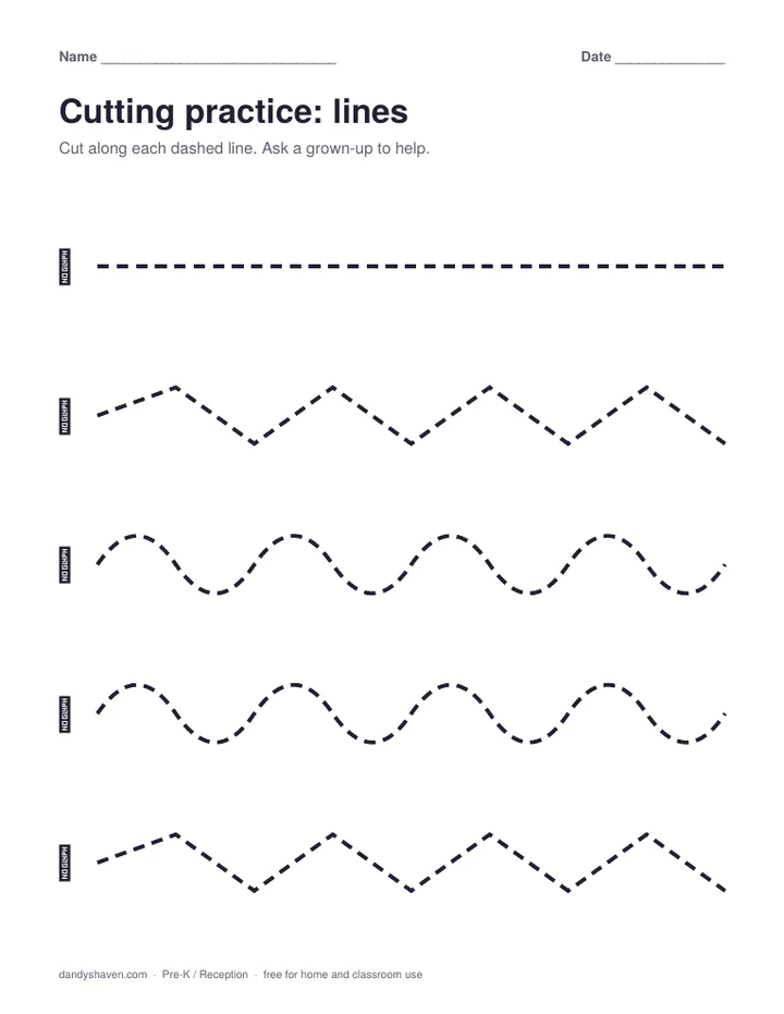 Cutting practice: lines worksheet preview