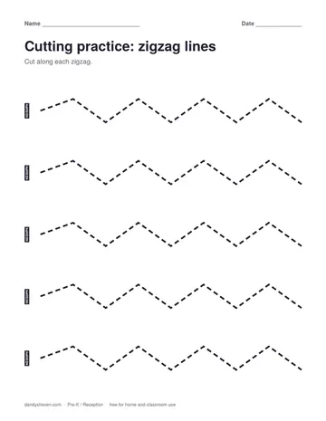 Cutting practice: zigzag lines worksheet preview