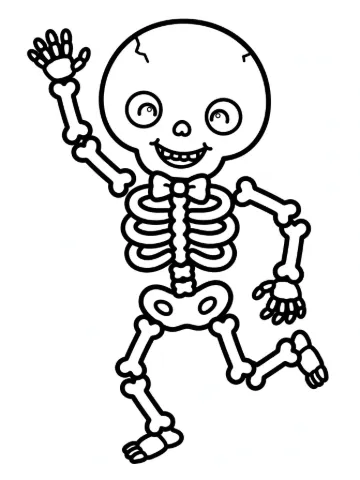 Dancing skeleton coloring page