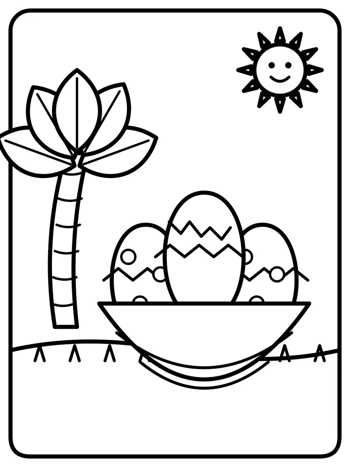 Dinosaur egg nest coloring page