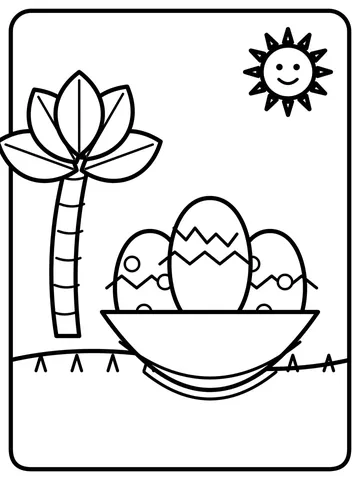 Dinosaur egg nest coloring page