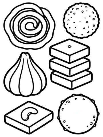 Diwali sweets coloring page