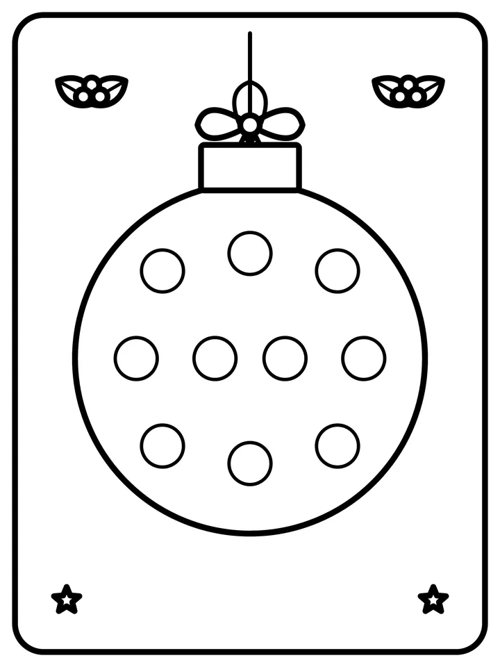 Polka dot Christmas ornament coloring page