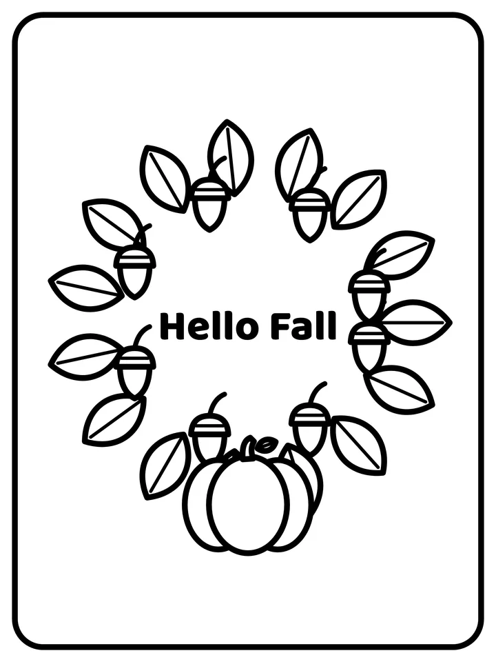 Fall leaf wreath coloring page