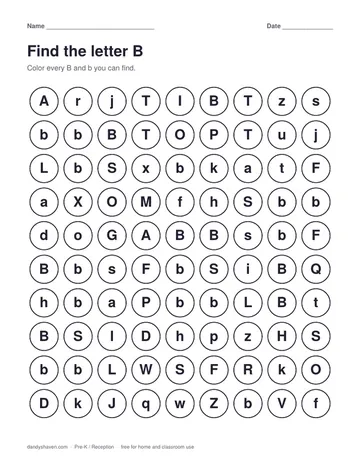Find the letter B worksheet preview