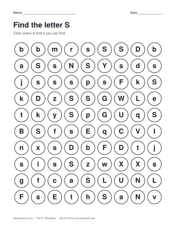 Find the letter S worksheet preview