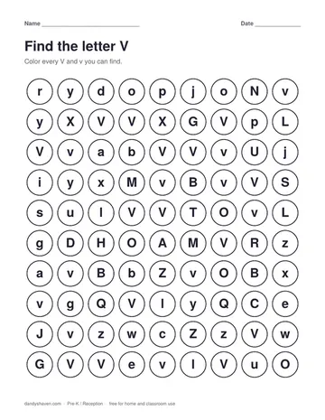 Find the letter V worksheet preview