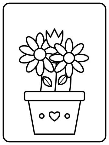 Flowers in a pot coloring page