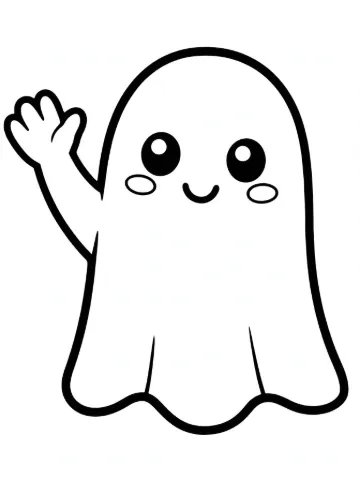Friendly ghost waving coloring page