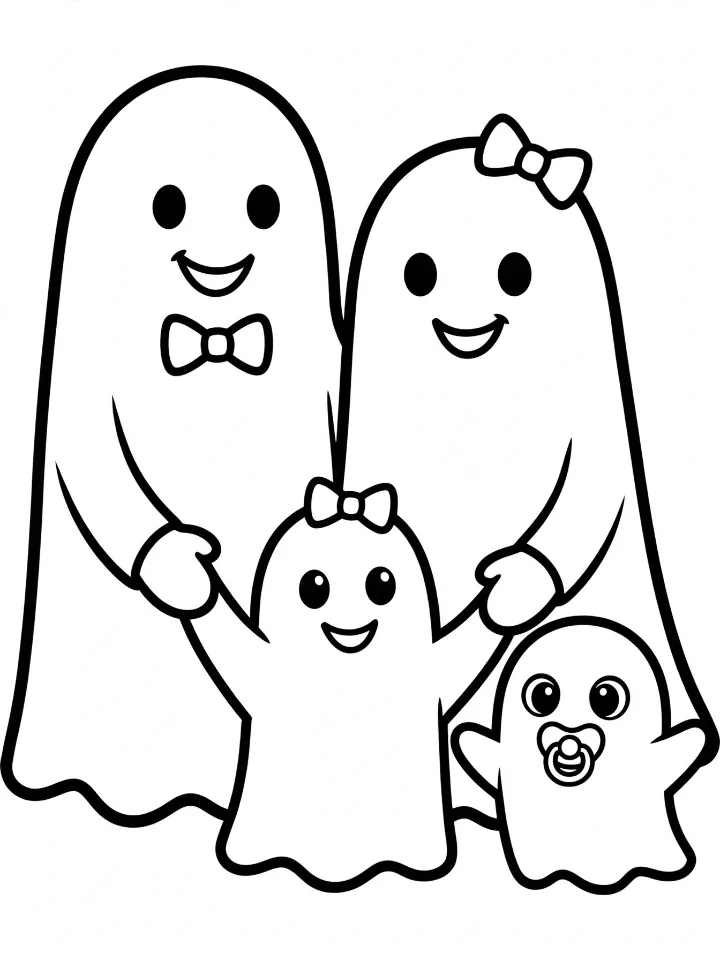Ghost family coloring page
