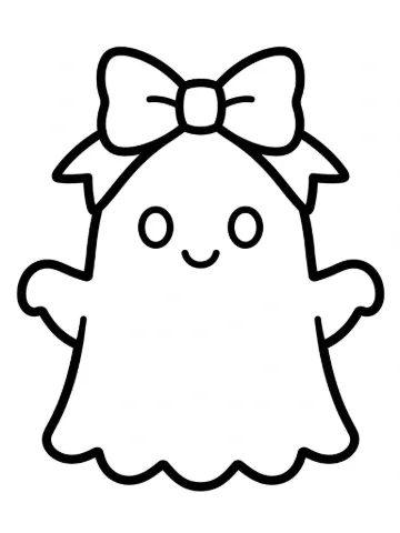 Ghost with a bow coloring page