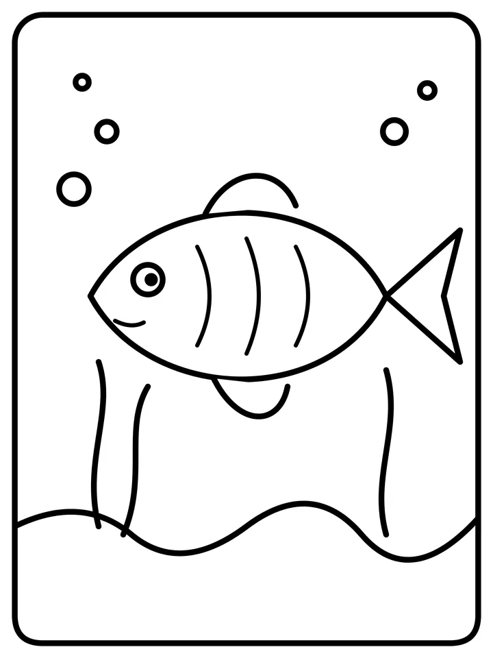 Happy fish coloring page
