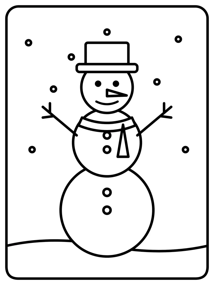 Happy snowman coloring page
