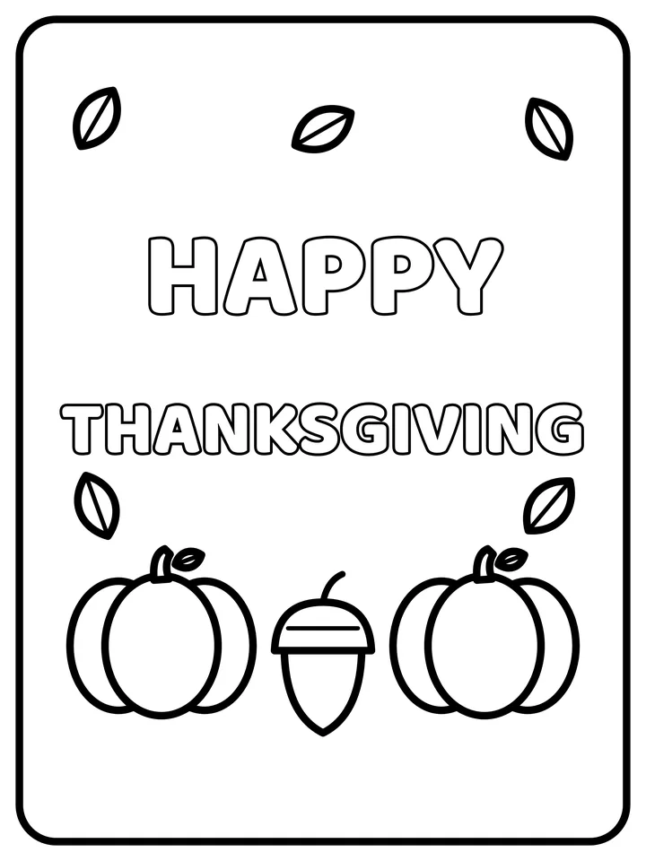 Happy Thanksgiving banner coloring page