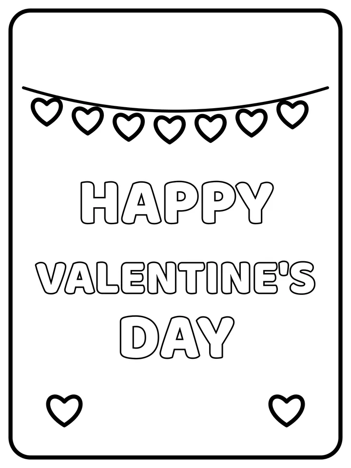 Happy Valentine's Day banner coloring page