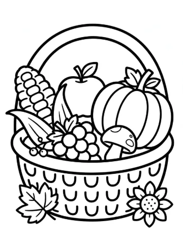 Harvest basket coloring page