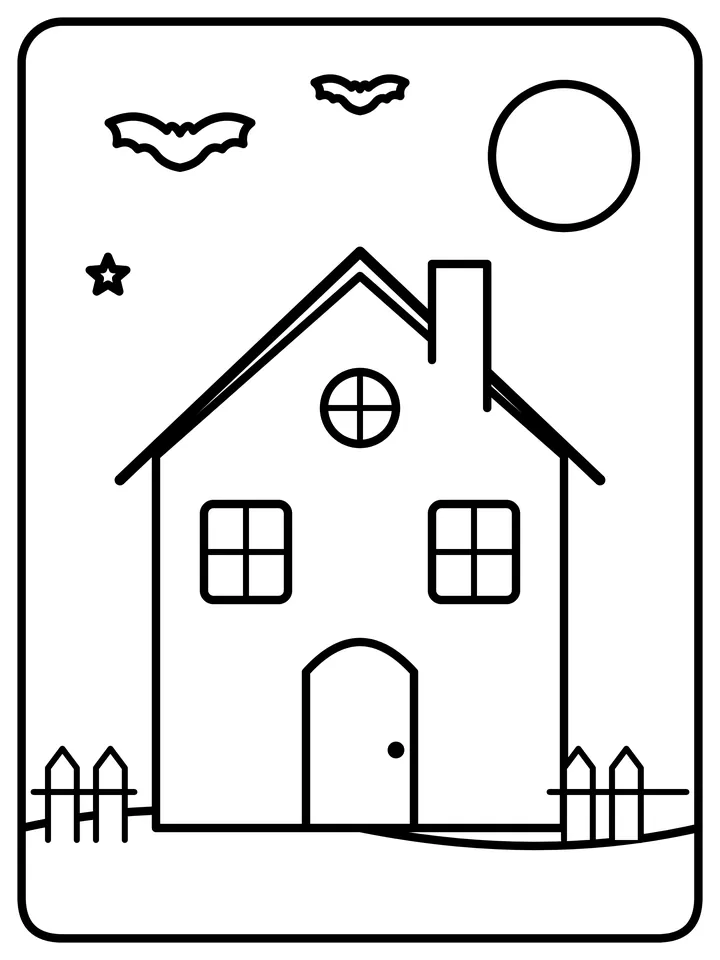 Haunted house coloring page