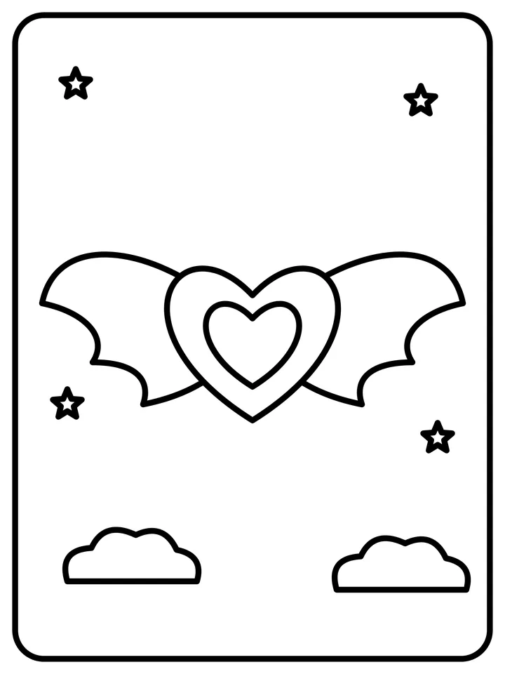 Heart with wings coloring page