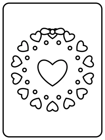 Heart wreath coloring page