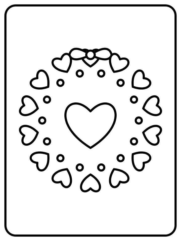 Heart wreath coloring page