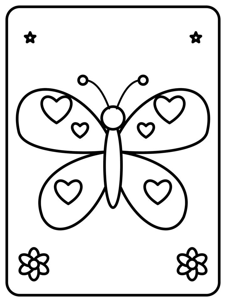 Heart wing butterfly coloring page