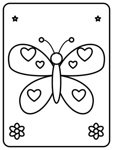 Heart wing butterfly coloring page