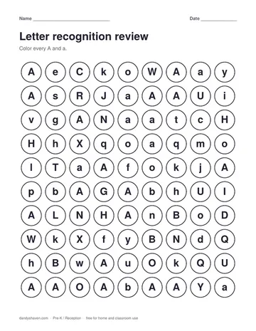 Letter recognition review worksheet preview