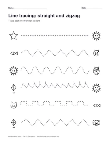 Line tracing: straight and zigzag worksheet preview