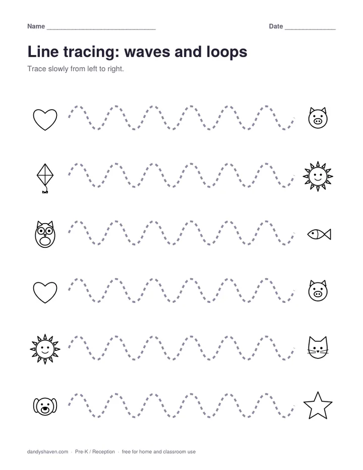 Line tracing: waves and loops worksheet preview