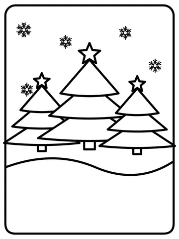 Little Christmas trees coloring page