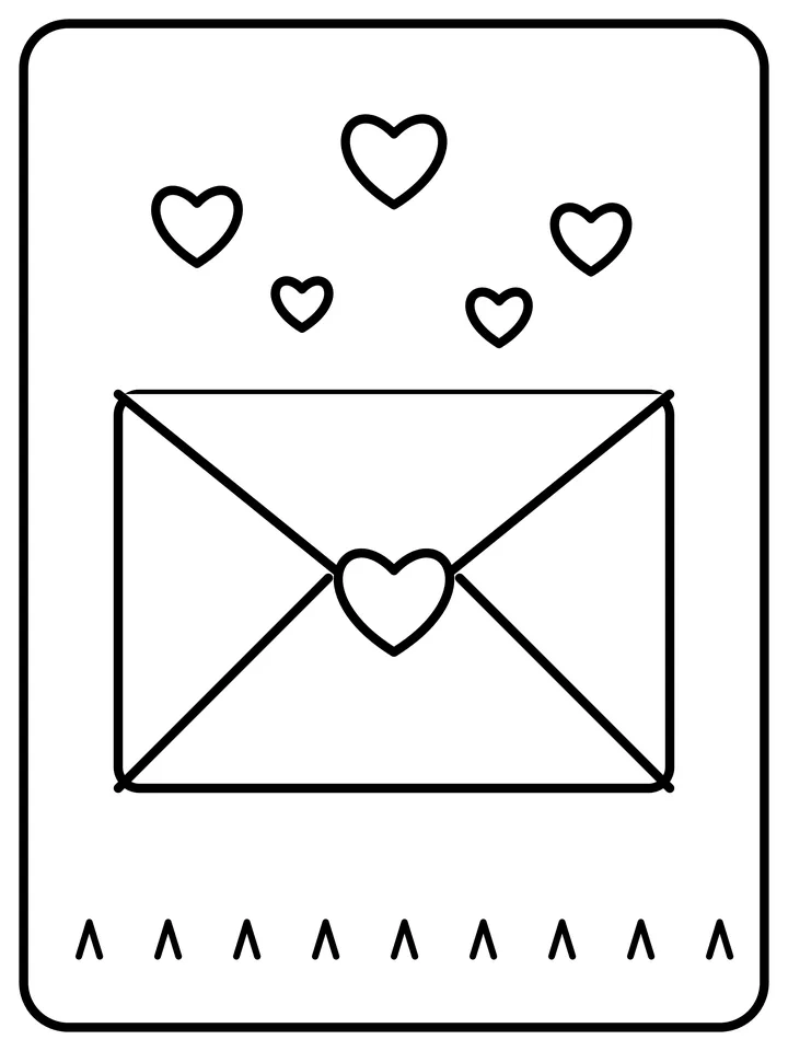 Love letter envelope coloring page